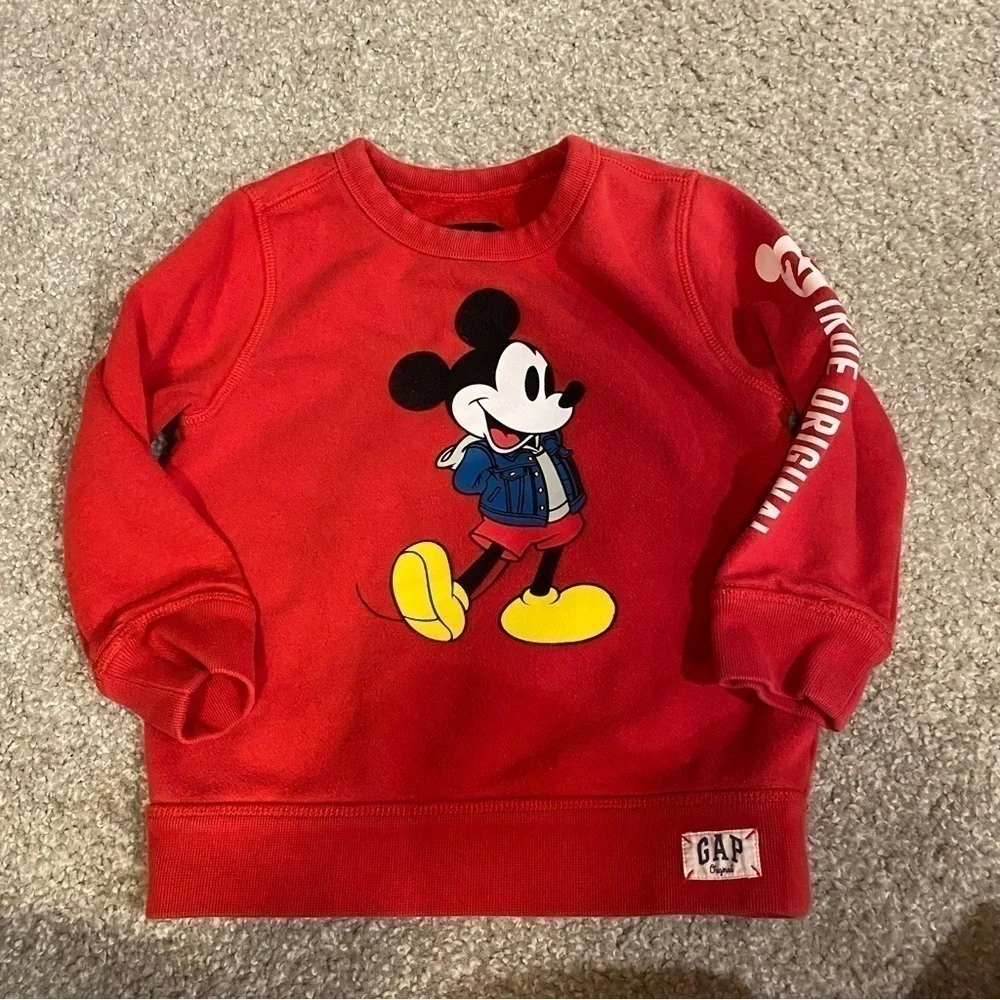 Gap Mickey Mouse Sweatshirt Sz 3 Disney Red Kids Boys Baby
